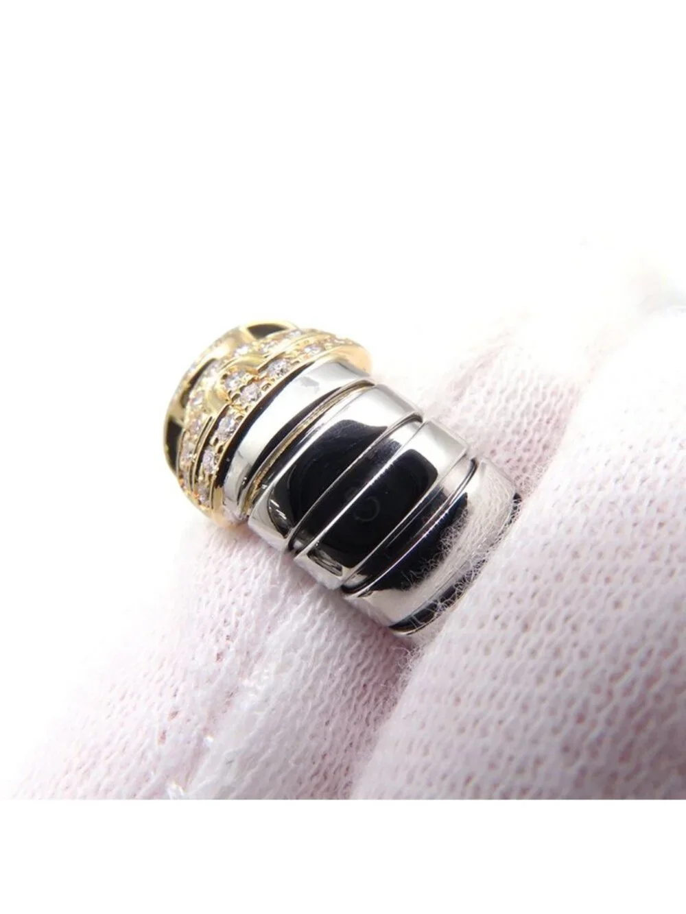 Bvlgari Ring Palentesi Tobogas Diamond 18k Yellow Gold SS Stainless Steel